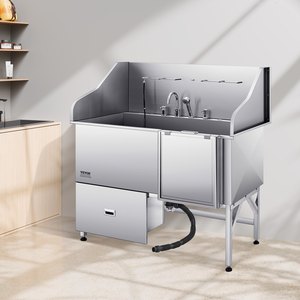 VEVOR Station de Lavage pour Chiens en Acier Inoxydable avec Rampe, Filtre à Eau et Robinet de Douche - Product Image 2