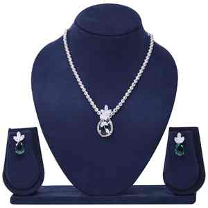 Juego de Collares con Colgante de Piedra AD al por Mayor, Conjuntos de Joyería Plateada, Joyería de Piedra AD, Joyería de Moda, Conjuntos de Collares con Colgante. - Product Image 1