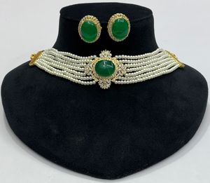 Traditional Unique Monalisa Stone With <b>Pearl</b> Brass Necklace for Ethnic Party Wear for Wedding Engagement and Anniversary - Product Image 3