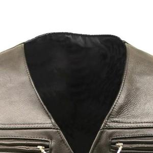 New Men 2024 Professional Motorcycle Leather <b>Vest</b> Perforated <b>Black</b> Leather Cow Skin Biker <b>Vest</b> With Custom Logo - Product Image 5