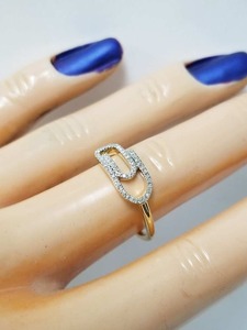 Bague de fiançailles en or plaqué bicolore avec diamant de laboratoire taille ronde délicat, style trombone antique, pour femme, bijoux de mariée, cadeau - Product Image 3