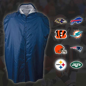 Custom Design American Football Sideline <b>Cape</b> Long Waterproof Warm Jacket With Sublimation Team Print Windproof Breathable - Product Image 3