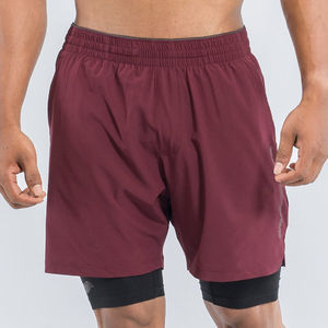 Logo personnalisé short d'entraînement double couche pour hommes 2-en-1 sports d'été poches de matériel de course à pied de gymnastique vêtements de gymnastique de musculation solides - Product Image 5