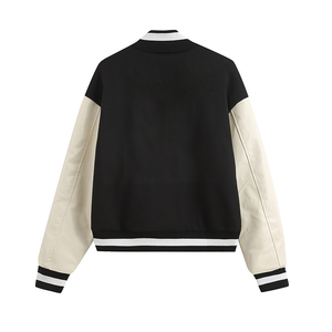 Chaqueta Bomber de manga de cuero de alta calidad para hombres, cortavientos transpirable con cuello levantado, estilo callejero personalizable a la moda - Product Image 2