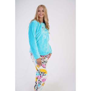 Ensemble de pyjama pour femme à col rond, manches longues, avec poches et revers ovales - Menthe brillante - Menthe brillante - Product Image 2