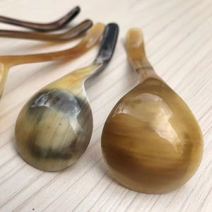 Cuchara de cuerno de perla de madre Ángel personalizada mango curvo ecológico duradero artesanía cubiertos polaco cuchara comedor único - Product Image 1
