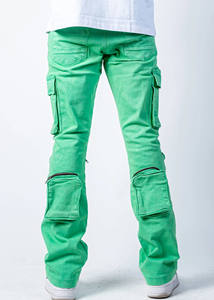 Best Quality Washed Distressed Cargo Pockets Men's <b>Denim</b> Pants Streetwear Raw Edge Light Wash <b>Stretch</b> <b>Denim</b> Jeans Pants for Men - Product Image 5