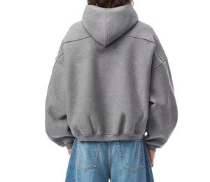 Sweat à capuche zippé pour homme, 100% coton, poids lourd, avec logo personnalisé, épais, épaules tombantes, coupe ample, tricoté, zippé - Product Image 2