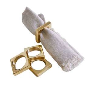 Anneaux de serviette en métal carré doré de qualité supérieure magnifiquement conçus pour les banquets, les mariages, les fêtes de Noël - Product Image 5