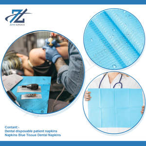 Serviettes dentaires jetables pour patients Bavoirs dentaires bleus Imperméables Qualité supérieure Luxe 3 plis Manuel en polaire - Product Image 4