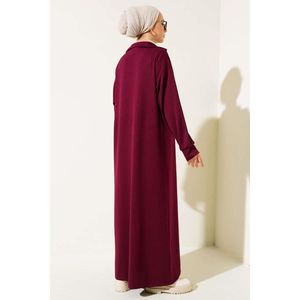 Robe bordeaux à col haut et fermeture éclair - Product Image 3