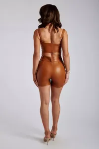 แฟชั่นใหม่2023กางเกงขาสั้นสำหรับวิ่งสีเขียวฤดูร้อนของผู้ชายกระเป๋ากระดุมหนังปักลายตาข่ายสองชั้นสำหรับฤดูร้อน - Product Image 4