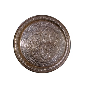 Aperitivos chapados en oro de forma redonda hechos a mano, plato cargador para servir frutas, hogar, Hotel, restaurantes, servicio de mesa - Product Image 1