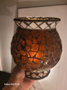 Porte-bougie en verre mosaïque marocain fait à la main, design tendance, pour la décoration, porte-bougie en verre pour bougie chauffe-plat - Product Image 3