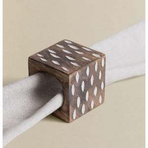 Juego de 4 servilleteros de madera de mango diseño elegante servilletero de madera soporte de tejido Decoración de mesa para eventos suministro de fiestas - Product Image 4