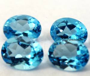 Topacio azul suizo de gran calidad natural, corte ovalado, 7x9mm, facetado, Topacio Azul suizo suelto, corte ovalado - Product Image 1