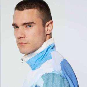 Chaqueta Cortavientos Personalizada Azul y Blanca con Estampado, Ligera, con Cremallera Completa, Ropa Exterior para Hombre, Moda Urbana - Product Image 6