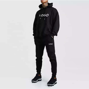 Ensemble survêtement à capuche et pantalon de jogging en molleton technique lourd en coton et polyester, avec logo personnalisé, décontracté, uni, fermeture éclair intégrale - Product Image 5