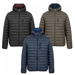 Veste matelassée respirante de haute qualité pour hommes saison d'hiver grande taille à manches longues avec fermeture à glissière imperméable à l'eau imprimé sur le devant - Product Image 1