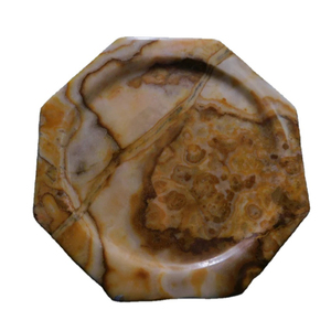 Plaque d'onyx octogonale polie, plaque de marbre d'onyx véritable, plaque de pierre d'onyx brun - Product Image 2