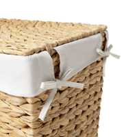 Panier à linge élégant en jacinthe d'eau pour coin, grand panier de rangement artisanal avec couvercle et doublure en lin, décoration intérieure Vietnam, salle de bain
