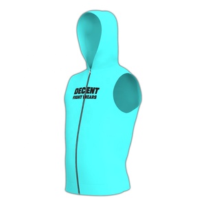 Sudadera con Capucha y Cremallera sin Mangas para Hombre, Estampado de Letras Turquesa, Ropa Casual de Verano, Transpirable, Corte Regular - Product Image 2