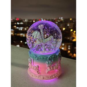 Globo di vetro con giostra musicale illuminato - Product Image 1