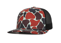 Sombrero de camionero naranja y negro de camuflaje de patos vintage de alta moda con logotipo personalizado Gorra de camionero ajustable con estampado de sublimación para hombre