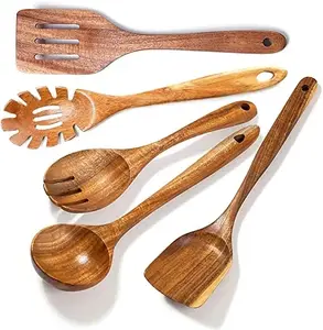 טבעי עץ כלי מטבח כלי בישול כלי סט כפות Spatulas עץ כפות בישול סלט מזלג