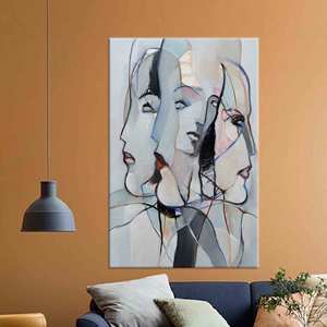 Impression sur toile d'un visage de femme abstrait moderne - Décoration murale élégante, toile enveloppée - Product Image 1