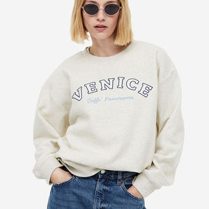 Venta al por mayor de sudaderas bordadas con logotipo personalizado para mujer, Jersey vintage, sudaderas ligeramente extragrandes, sudadera azul para mujer - Product Image 1