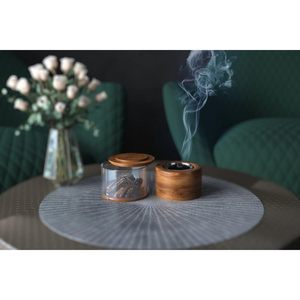 Brûleur Bakhoor moderne en bois et acrylique avec plateau en métal résistant à la chaleur Brûleur d'encens élégant pour la maison, le bureau et la décoration du Ramadan - Product Image 6