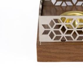 Quemador de incienso de lujo de madera y metal con diseño geométrico, quemador árabe de bakhoor y oud para decoración del hogar y regalos, uso en interiores. - Product Image 5