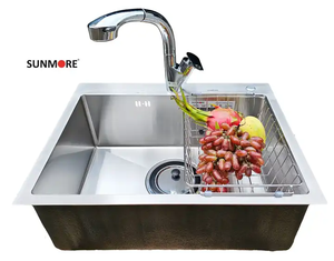 Évier de cuisine rectangulaire SUNMORE grand format, luxueux, fait main, moderne, surface brossée, robinet de haute qualité, un trou, Vietnam - Product Image 5