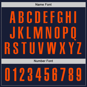 Polo personnalisé bleu marine avec accents orange, nom d'équipe et numéro de joueur personnalisés, vêtements élégants et confortables - Product Image 5