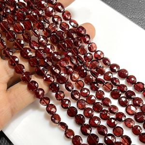 ลูกปัดรูปเหรียญโกเมนแบบเหลี่ยมเพชรพลอย LT-203อัญมณีสีแดงธรรมชาติขนาด6.5-7มม. สว่านแนวตั้ง9นิ้วสำหรับสร้างสรรค์ - Product Image 2