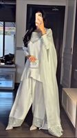 Vêtements de fête d'hiver pour femmes en mousseline de soie Salwar Kameez costumes et robes de style ethnique indien et pakistanais