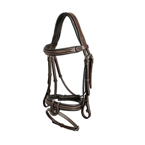Brida anatómica de cuero con tocado acolchado suave y banda para la nariz Brida de cuero de caballo - Product Image 1