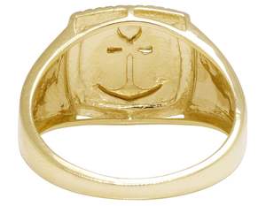 Customize Anchor Design in S925 Sterling <b>Silver</b> Rhodium Plated Round Moissanite Diamond <b>Men</b> <b>Wedding</b> <b>Ring</b> - Product Image 4