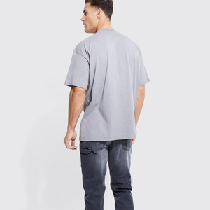 Men's Fashion Cotton Short Sleeve <b>Tshirts</b> Loose Fit Drop Shoulder Casual Baggy Crewneck Tee Tops Solid Oversized Design - Product Image 1