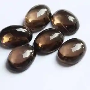 10x12mm pierre de Quartz fumé naturel ovale lisse taille calibrée Cabochon ample pierre précieuse à dos plat des fournisseurs du fabricant