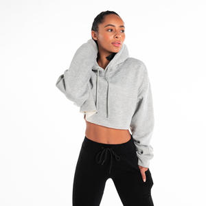 Sudadera con capucha recortada personalizable OEM para mujer, Sudadera con capucha de entrenamiento deportivo de Yoga de invierno, sudadera barata para mujer - Product Image 3