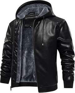 Veste en faux cuir coupe ajustée pour homme élégant en noir Design classique pour un look intemporel à prix abordable - Product Image 1
