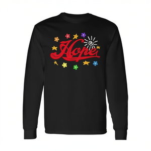 T-shirt à manches longues personnalisé avec le nom, fleurs et étoiles sur le thème de la scène, T-shirt promotionnel Hope - Product Image 2