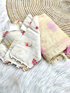 Sari de algodón puro de diseñador con trabajo de hilo Hermosa Función de boda de estilo pakistaní y atuendo de fiesta - Product Image 3