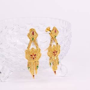 Oro Joyeria Pendientes colgantes de Latón chapado en oro de lujo Conjunto de moda para bodas - Product Image 2