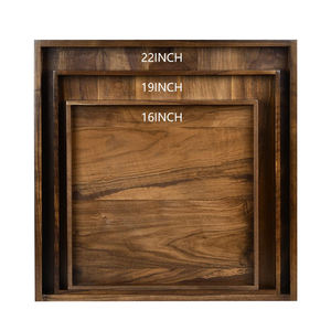 Precio al por mayor Diseño moderno Nuevo Mango de metal de madera Bandeja para servir alimentos Utensilios de cocina de boda Vajilla Bandeja para servir - Product Image 1