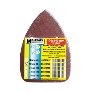 Lija Ricambio Velcro Delta 140x100 mm. Con Fori Grana 80 (10 Pezzi) - Product Image 4