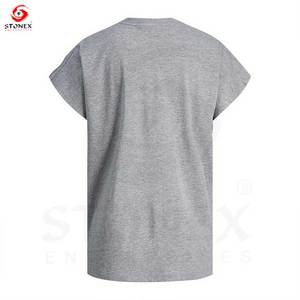 Listo para enviar Mezcla de algodón de alta calidad Boxy recortada en blanco Cuello redondo Camiseta de manga corta Impresión de logotipo personalizado para hombres Mujeres - Product Image 2