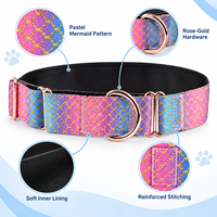 Collier pour chien à écailles de sirène, accessoires en or rose, réglable, en nylon tissé doux dégradé, logo personnalisé, OEM, vente en gros